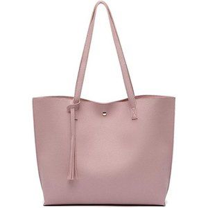 Women's Soft Faux Leather Tote Shoulder Bag Big Capacity Tassel Handbag